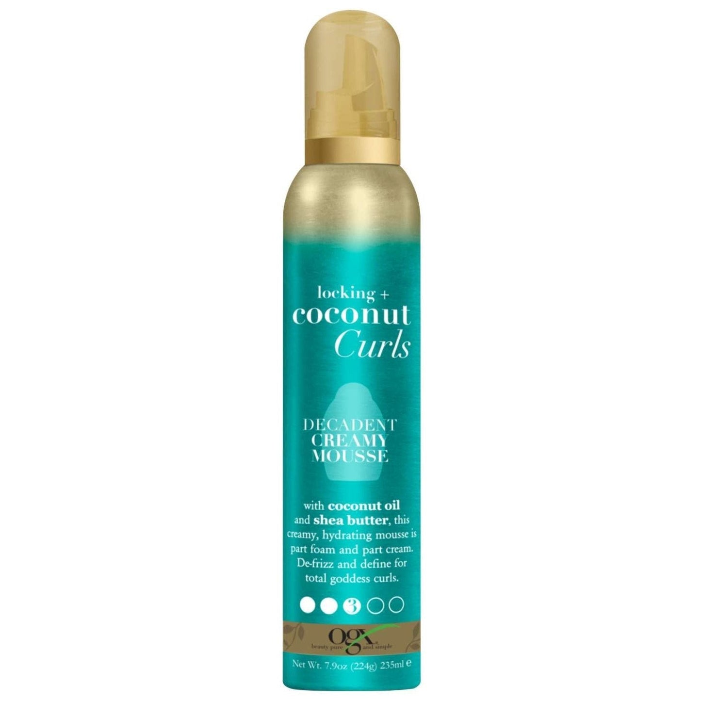 Ogx Locking Coconut Curls Decadent Creamy Mousse 7.9 Oz
