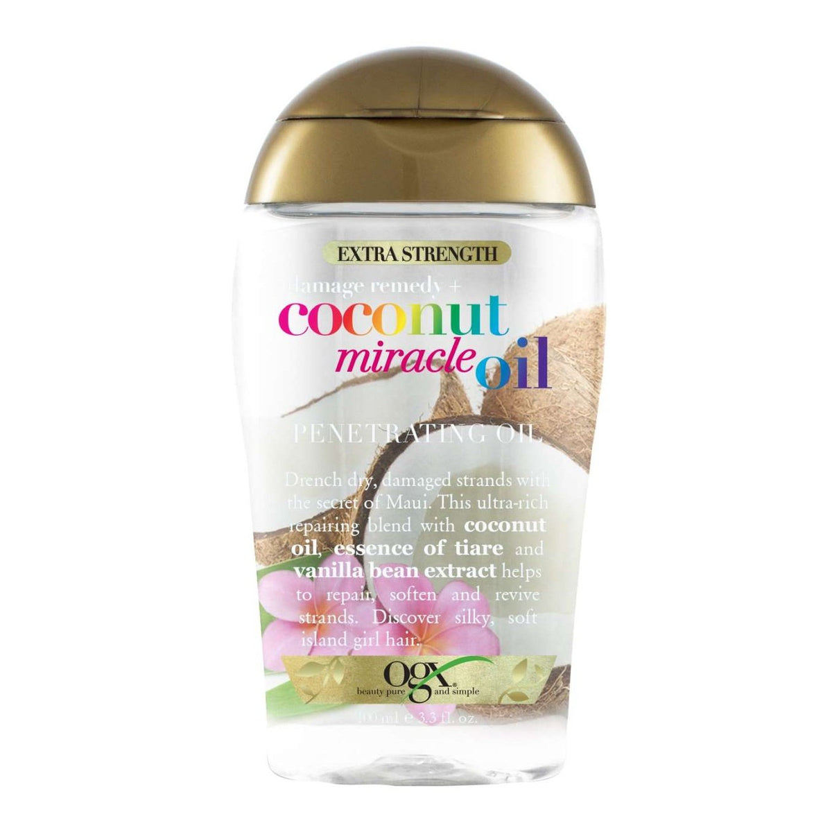 Ogx Extra Strength Damage Remedy Coconut Miracle Oil Penetrating Oil 3.3 Fl Oz
